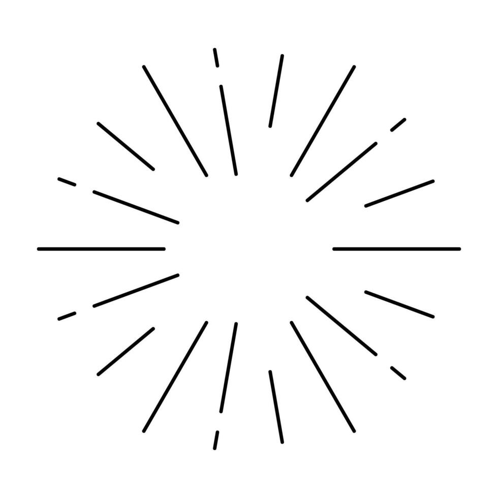 Sunburst icon. Starburst symbol. Radiating from the center of thin lines. vector