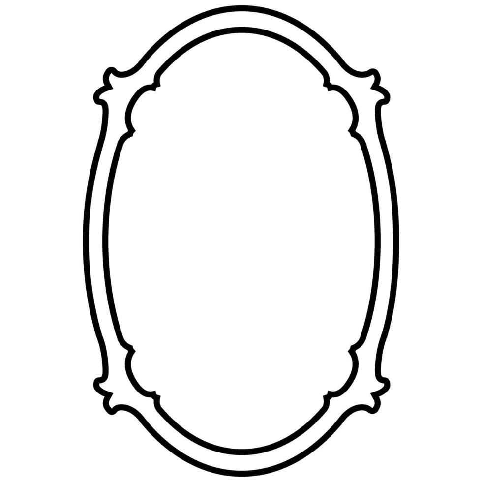 Oval decorative frame icon illustration graphic design in black and white vector