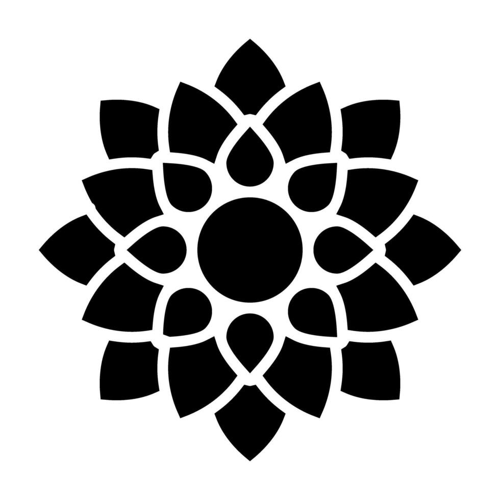 Flower mandala black simple icon on white background for web design vector