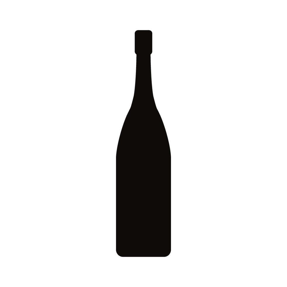 Wine bottle icon. Black silhouette. illustration isolated on white background. vector