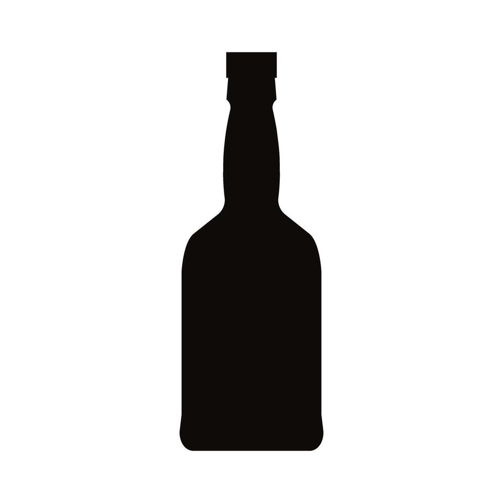 bottle of wine silhouette style icon design, Alcohol drink bar beverage liquid menu surprise restaurant and celebration theme illustration vector