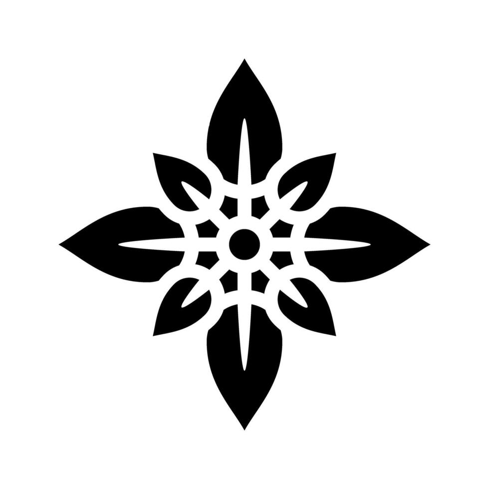 decorative flower icon over white background, silhouette style, illustration vector