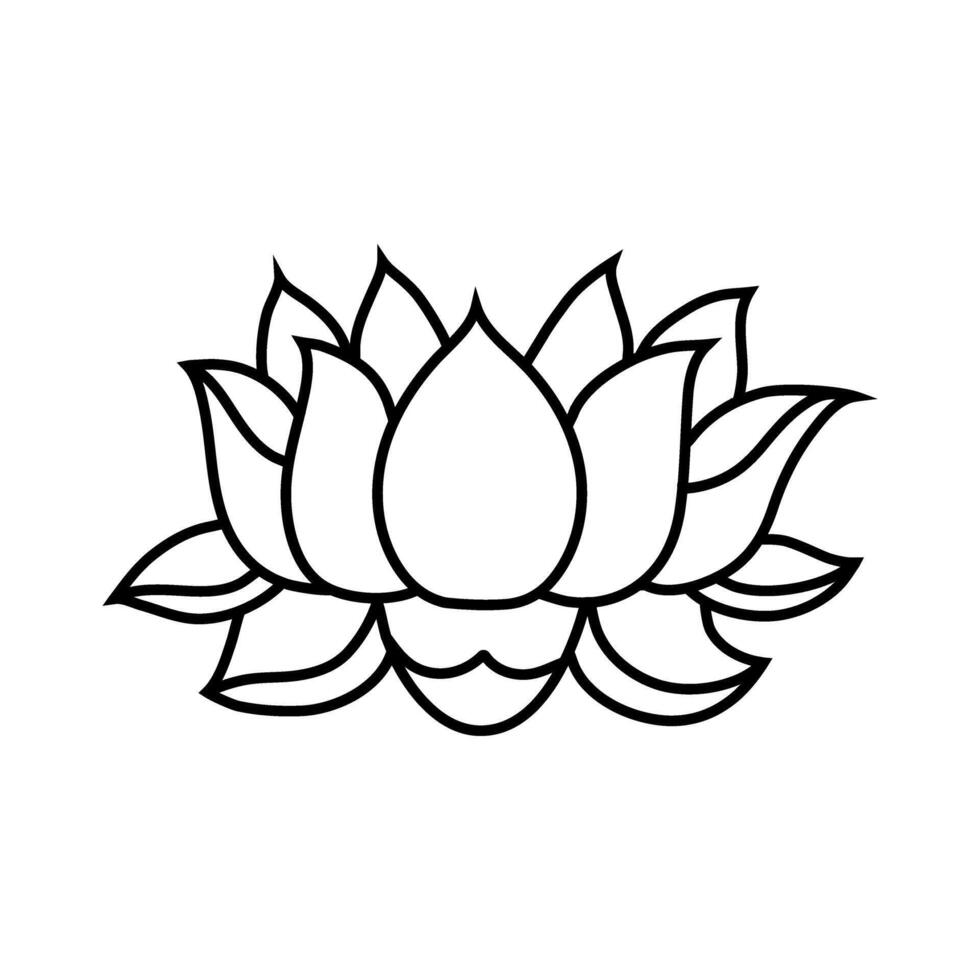 lotus flower nature icon illustration design graphic flat style black and white vector
