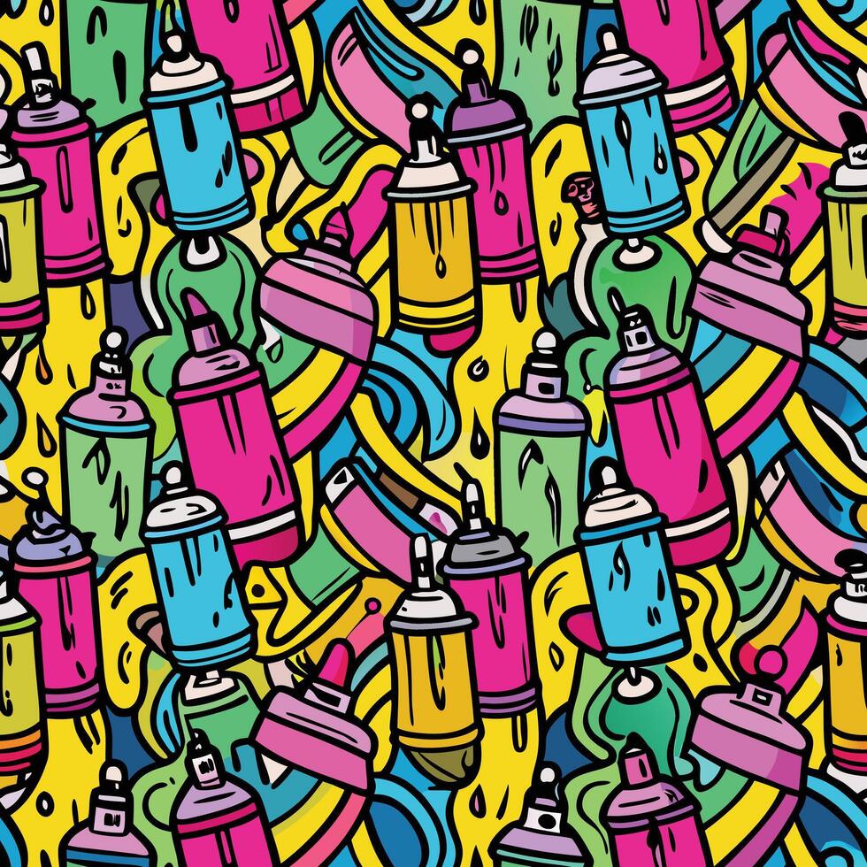 Colorful spray paint can seamless pattern vector