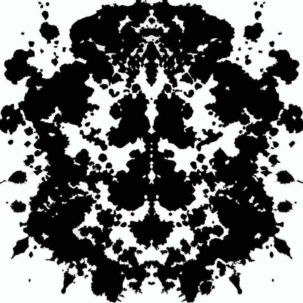 Symmetrical black ink blot rorschach test abstract background vector