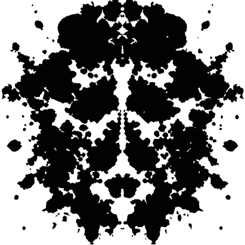 Symmetrical black ink blot rorschach test image vector