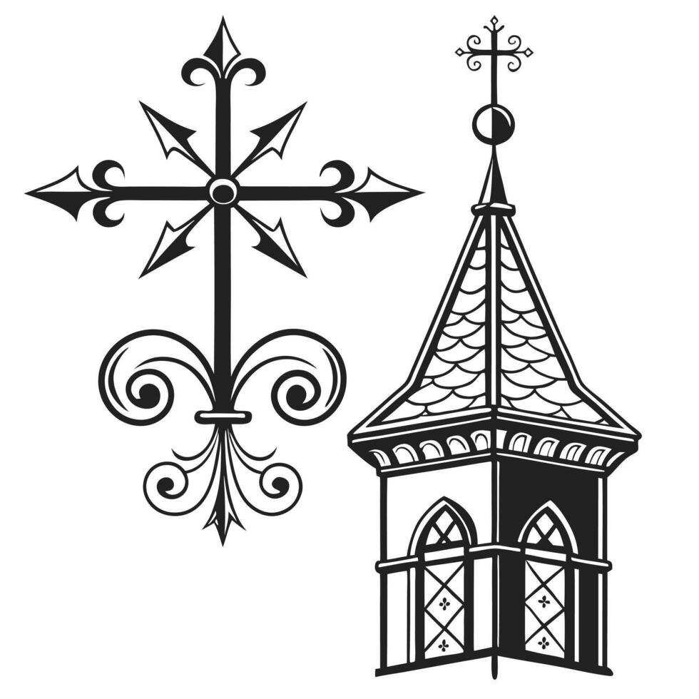 High resolution black medieval and gothic ornamental dividers design for print and digital use design vector