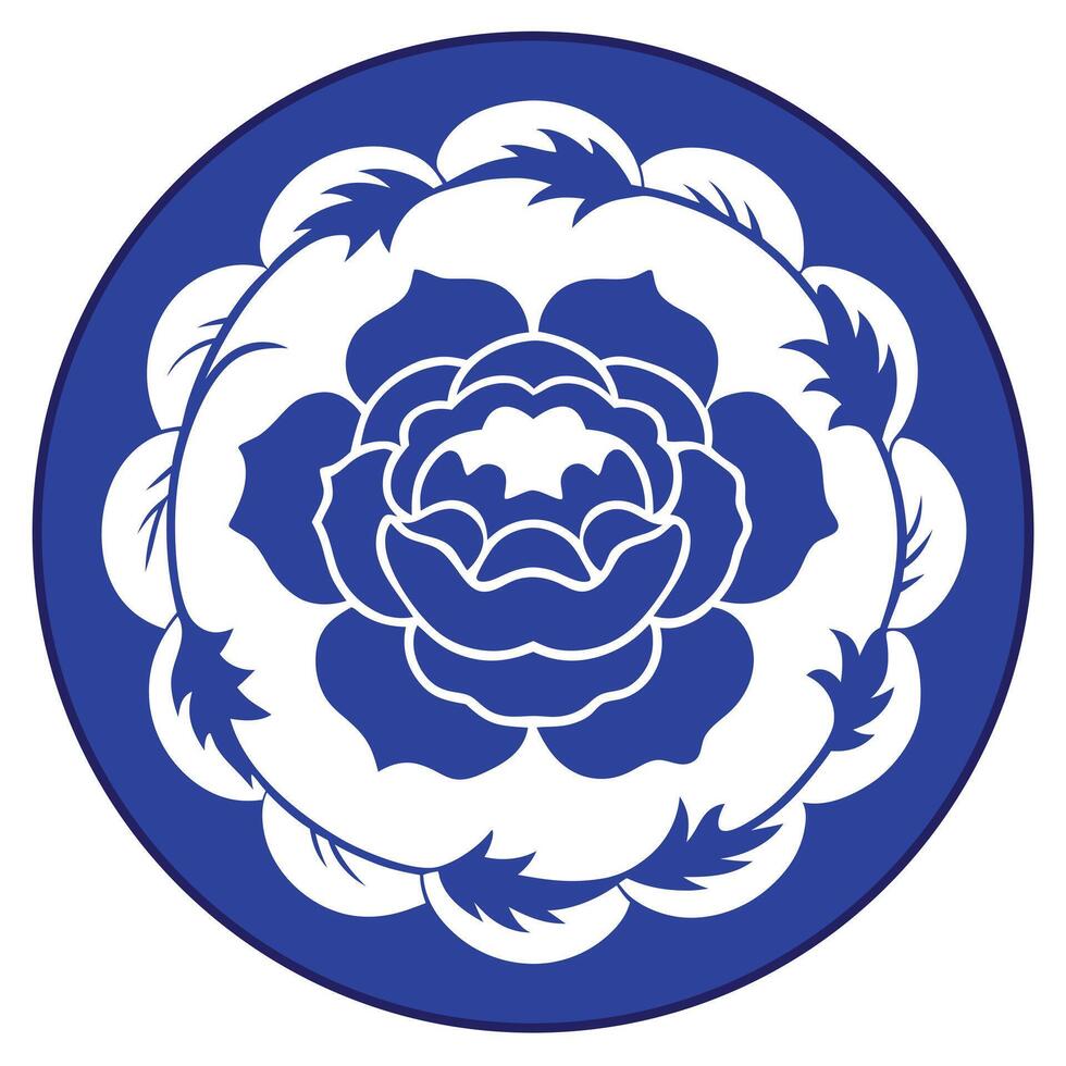 Blue and White Porcelain Plate Design for High Resolution Print and Digital Media vector