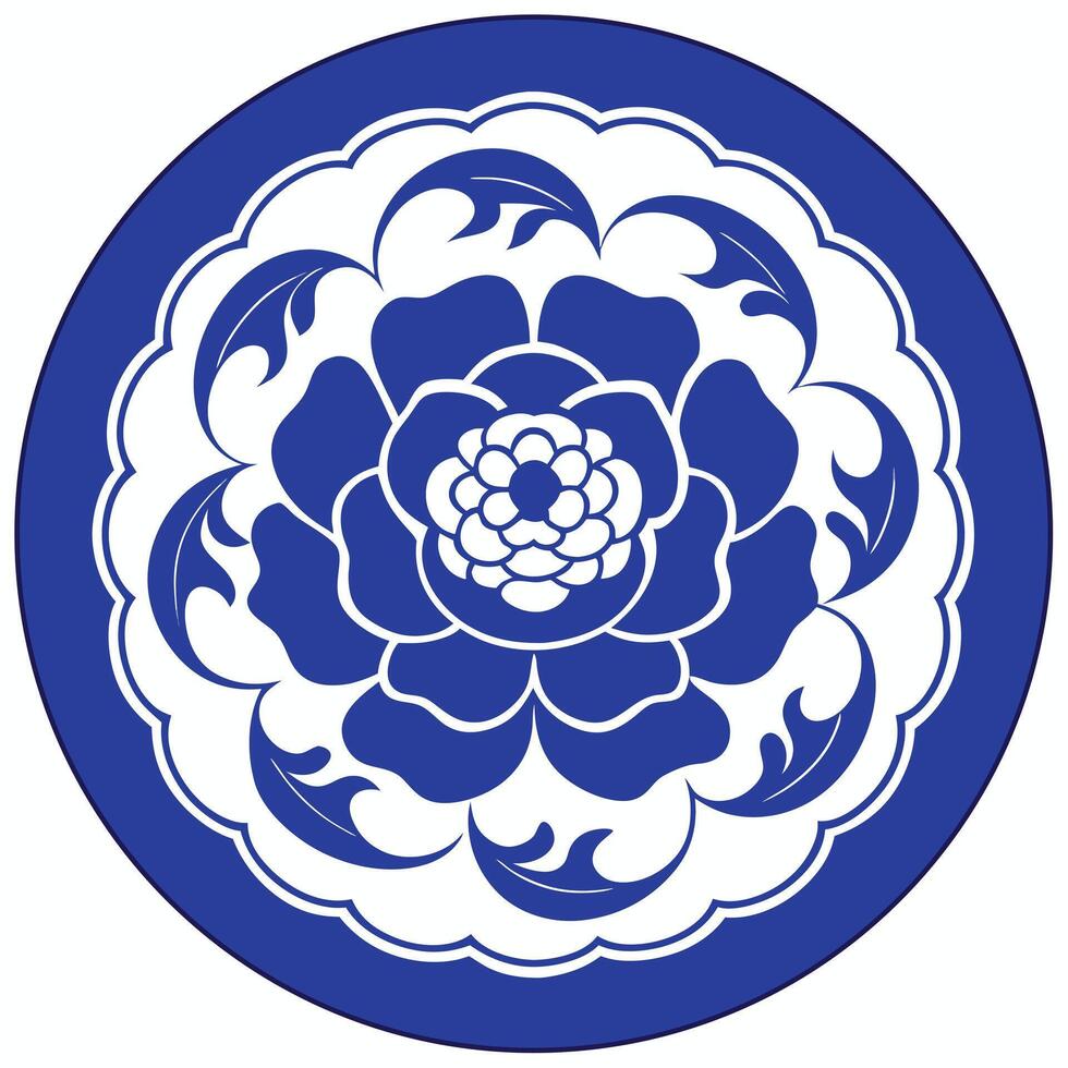 Classic Blue White Porcelain Plate Artwork for Professional Print and Digital Platforms vector