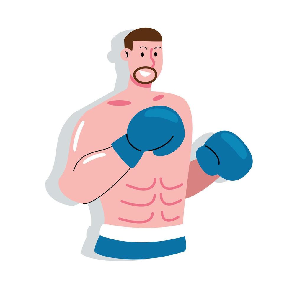 Cartoon Boxer with Gloves Ready to Fight vector