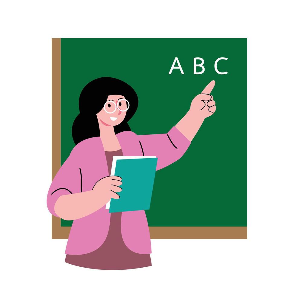 Teachers Teaching Alphabet in Classroom illustration vector