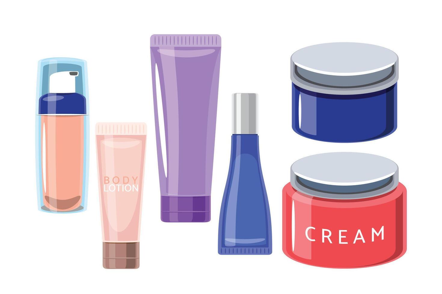 Assorted lotions and creams for skincare vector