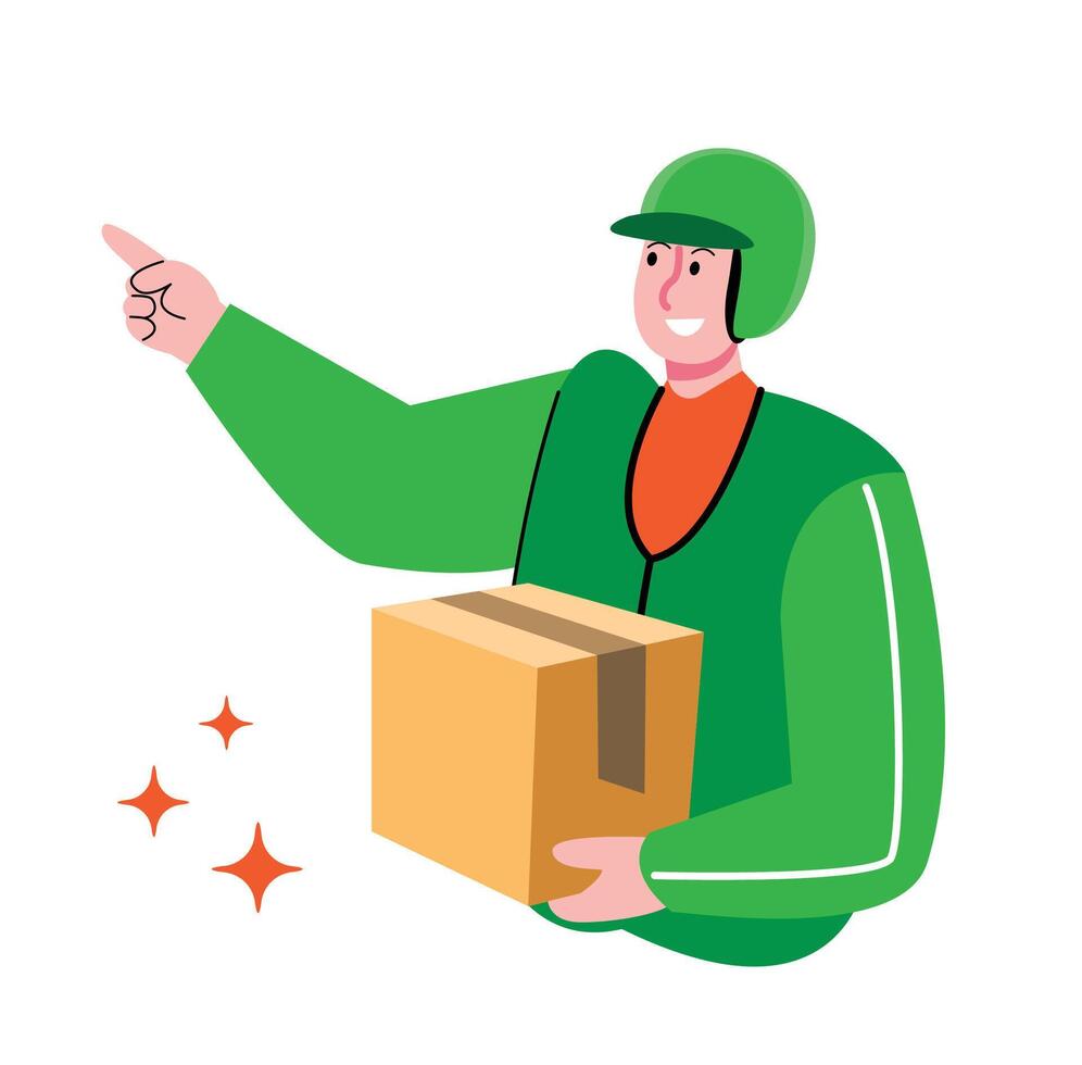Delivery Man Holding Parcel vector