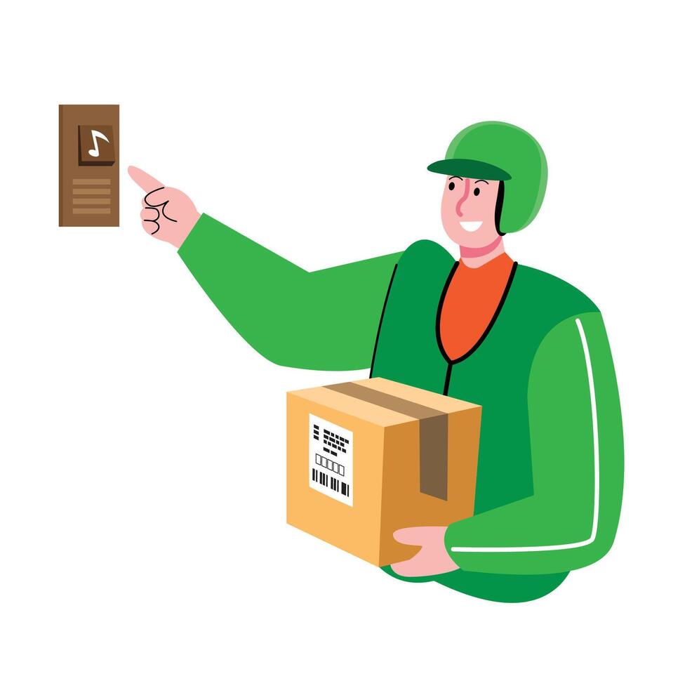 Cartoon Delivery Man Holding Parcel vector