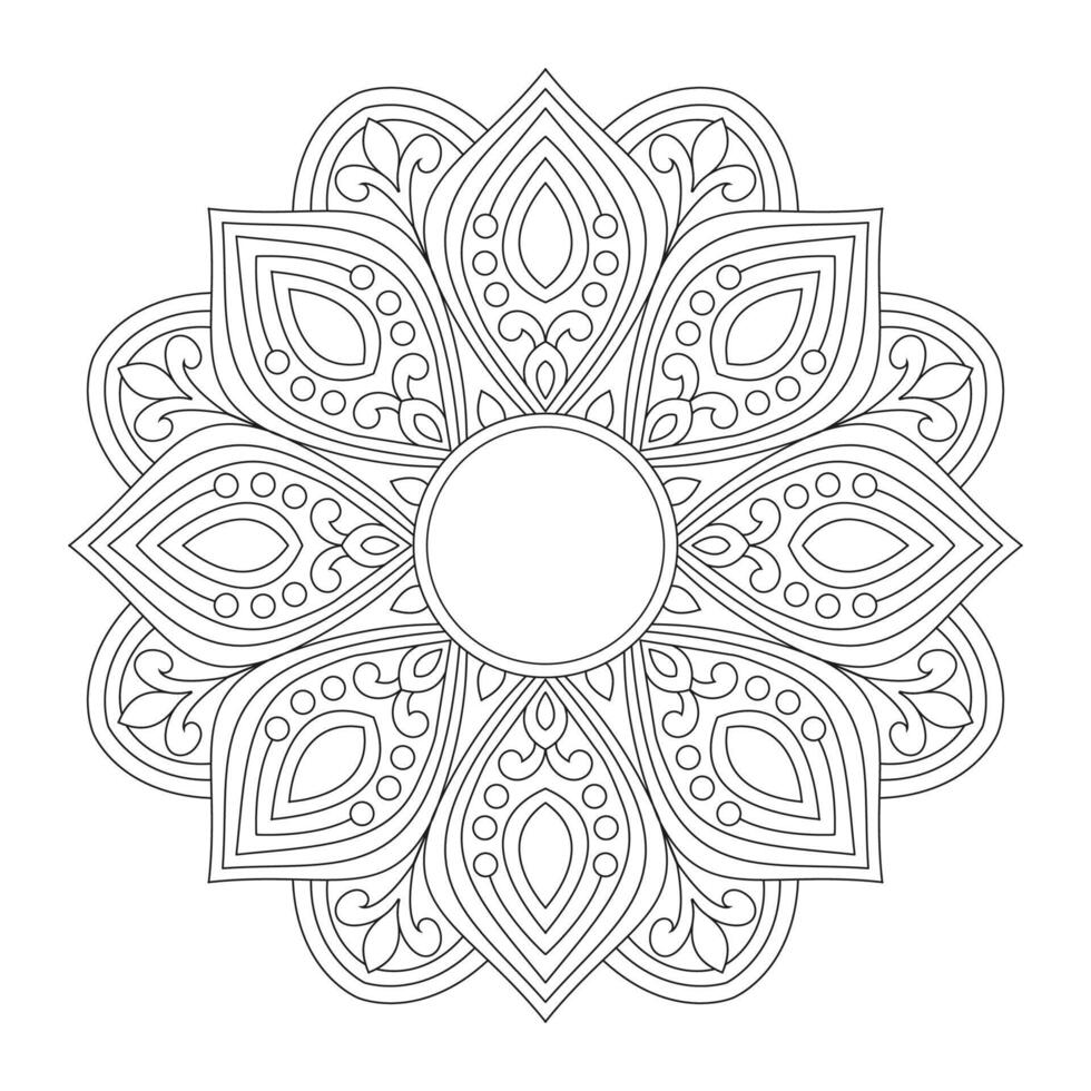 Flower black and white background of a mandala coloring page, file vector