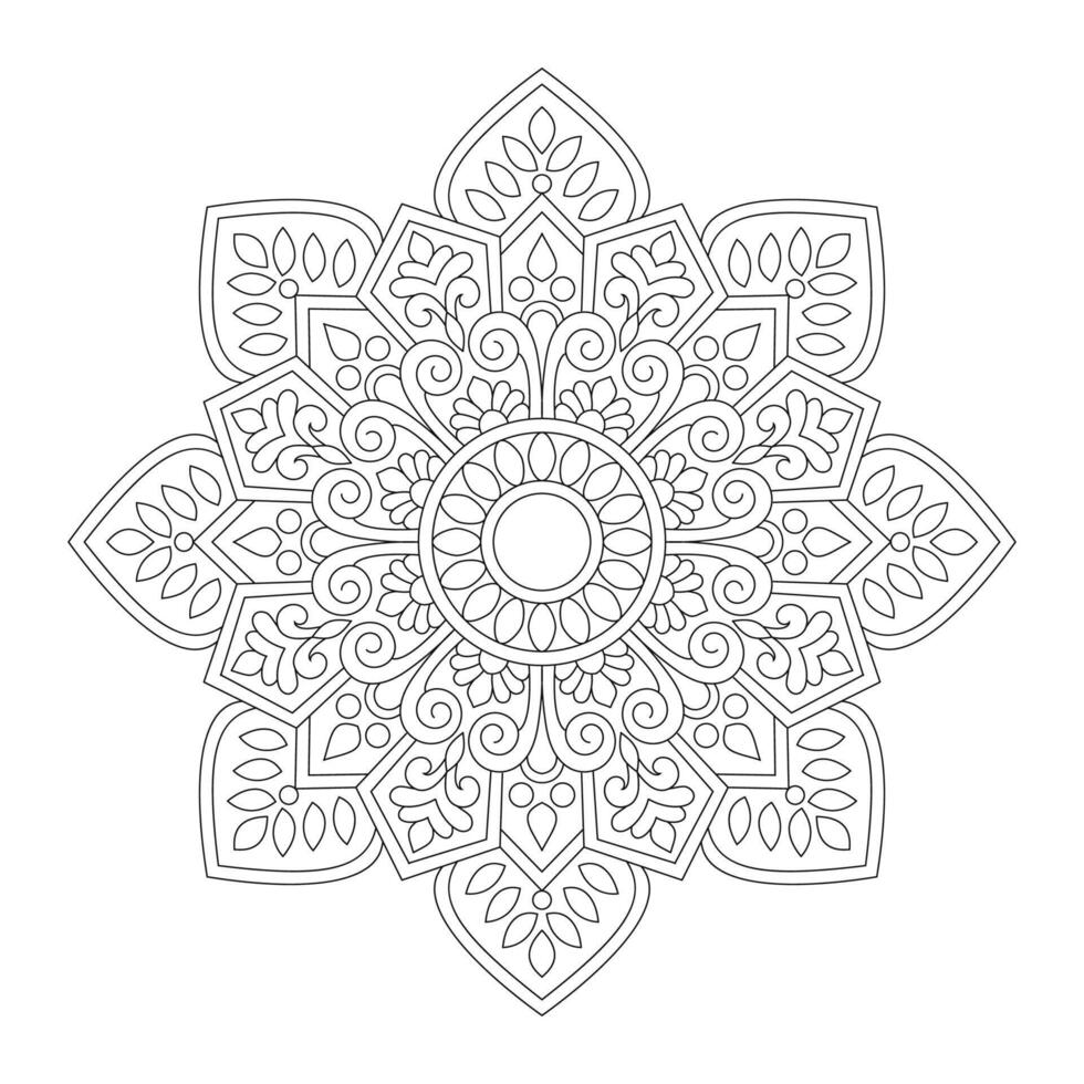 Simple graphic shape mandala coloring book page, illustration vector