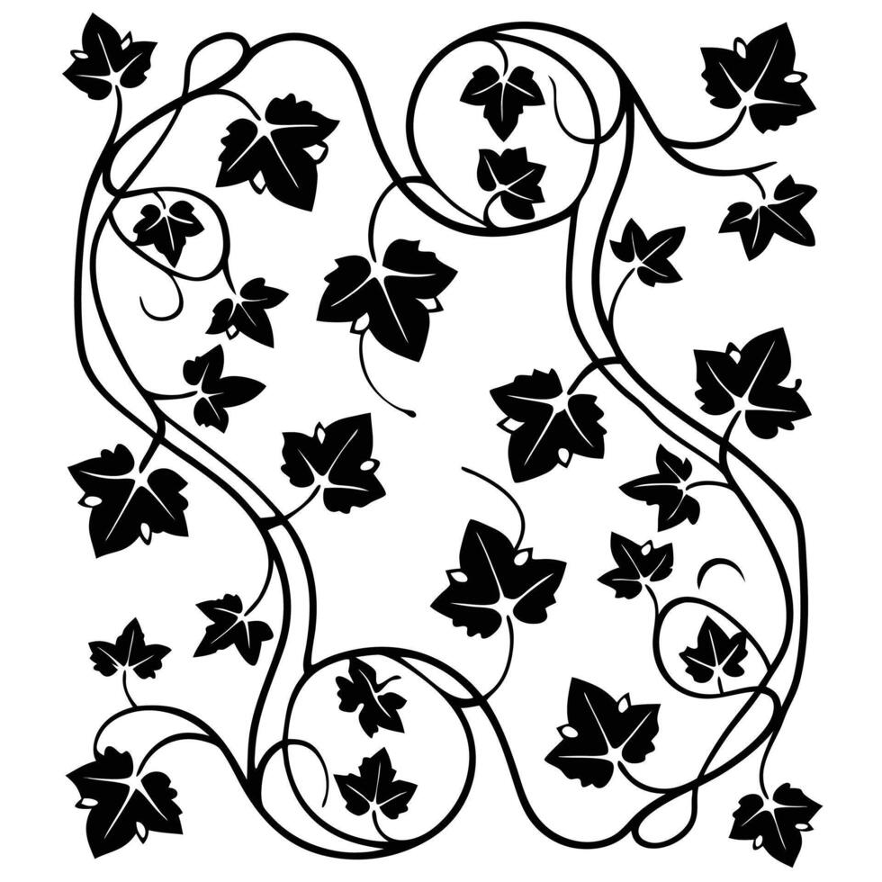Black and white art nouveau vine leaf pattern vector