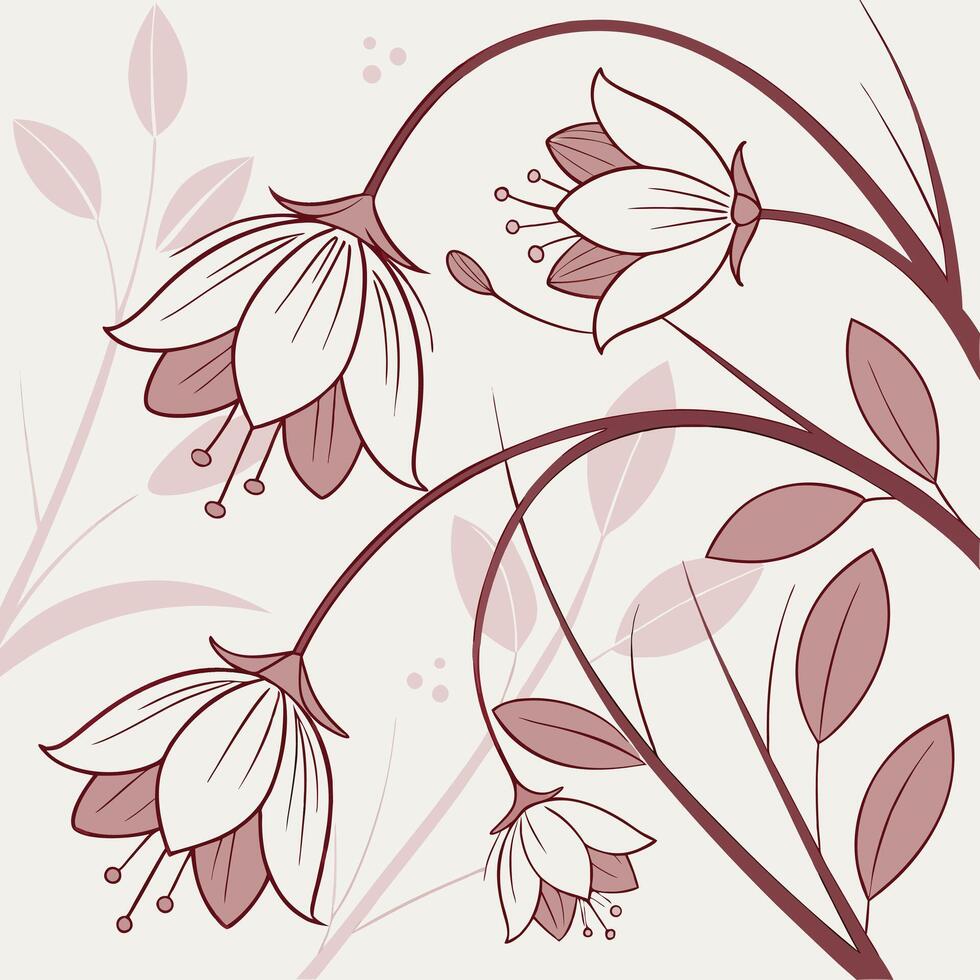 Elegant floral design with delicate bell shaped flowers and subtle leaf motifs in a soft color palette vector