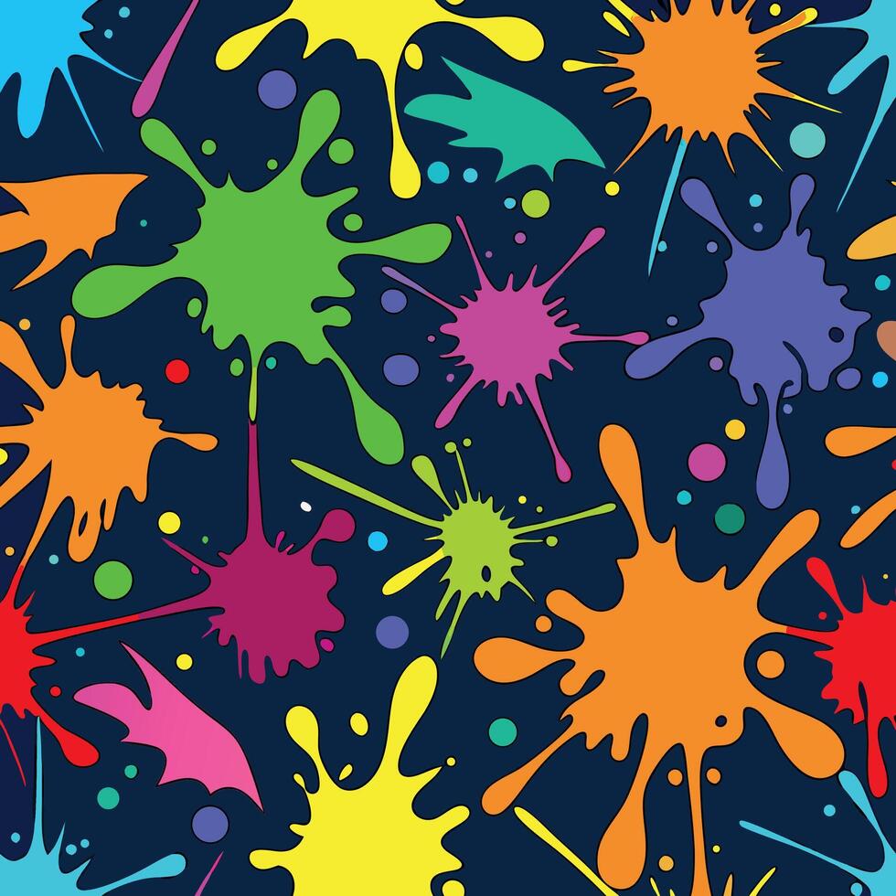 Abstract colorful paint splatter seamless pattern vector