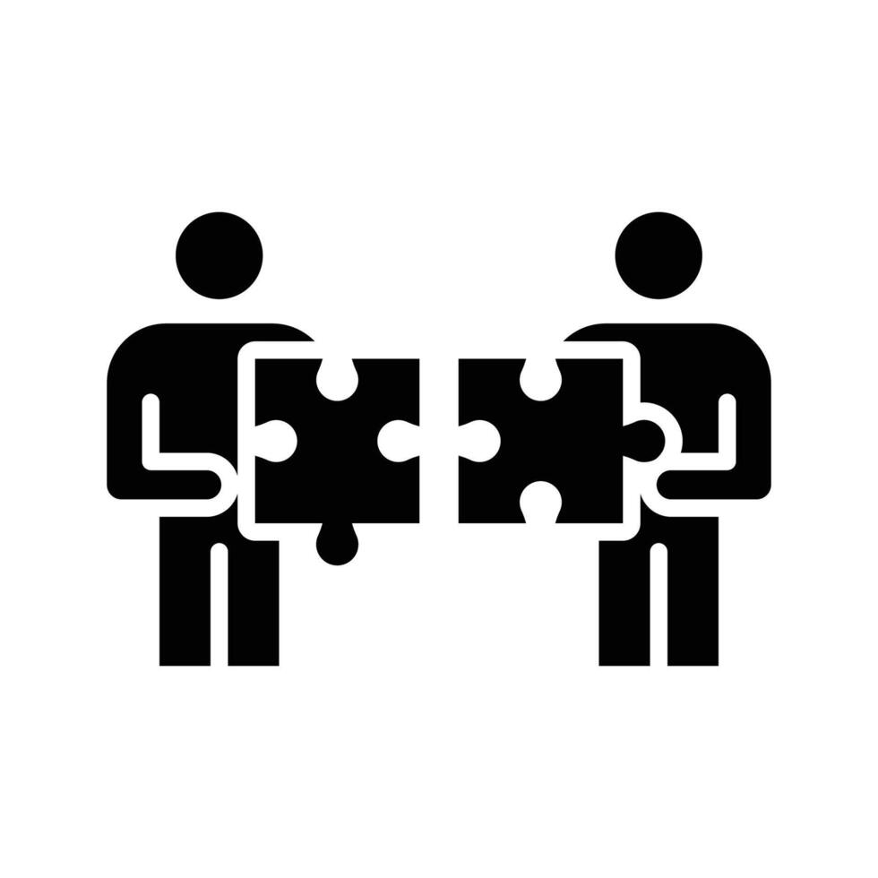 Team Misalignment Icon Glyph Style People Holding Puzzle Pieces Not Fit Collaboration Conflict vector