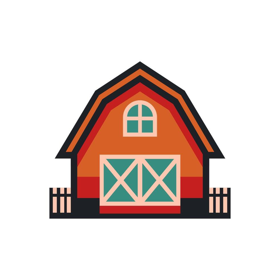 Farm barn illustration with wooden architecture vector