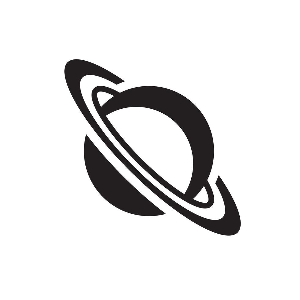 Black silhouette of Saturn in format vector