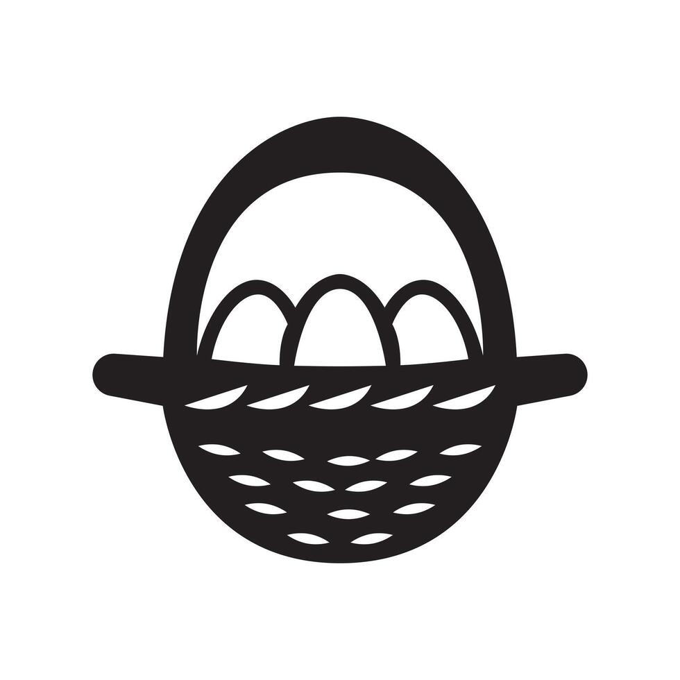 Silhouette of an Easter basket with eggs vector