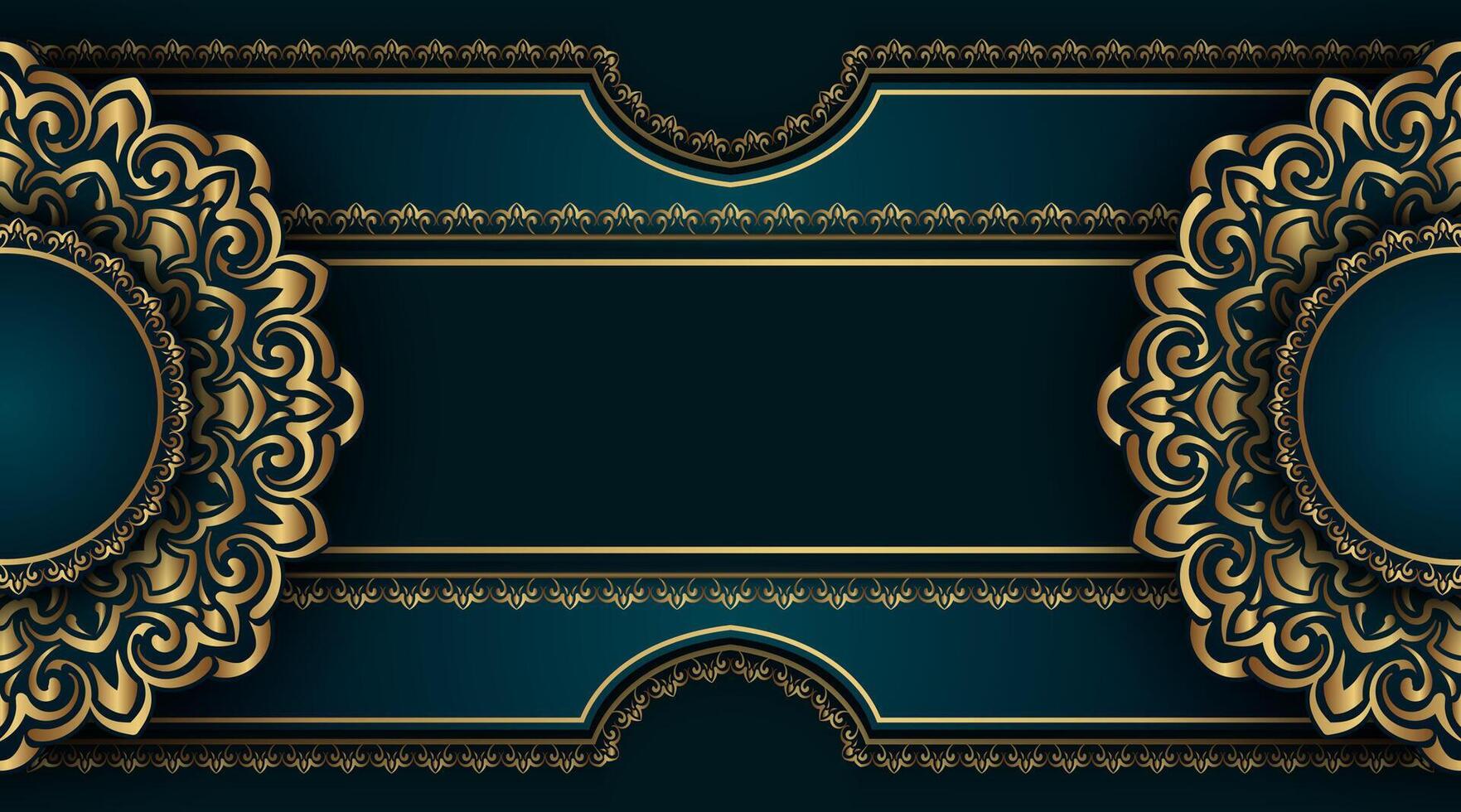 Decorative frame in blue and gold vector