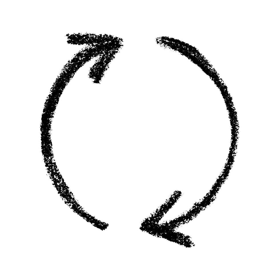 six Hand drawn recycle arrow icon Recycling resources symbol Reuse of materials, zero waste, green environment, saving the planet vector