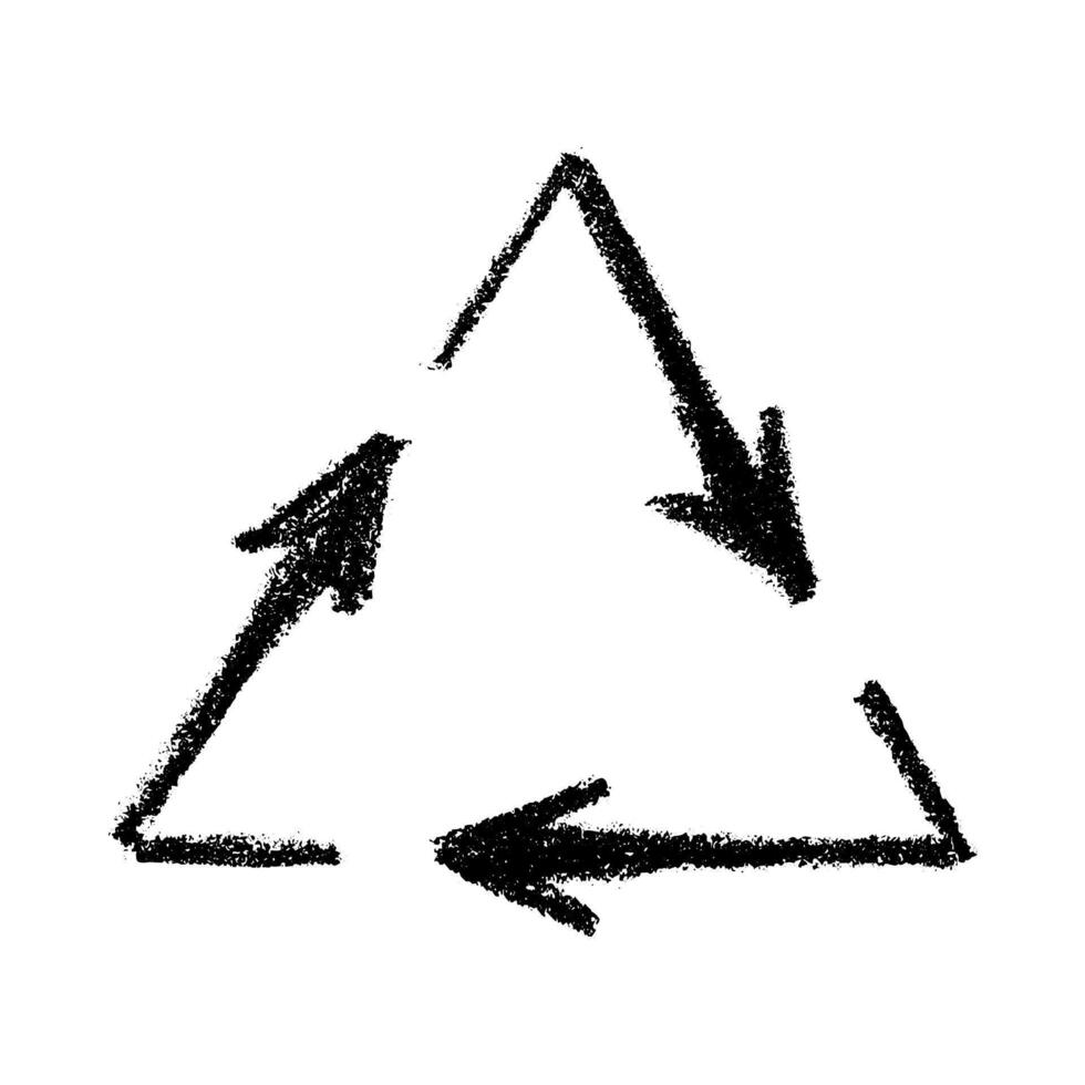 Hand drawn recycle arrow icon Recycling resources symbol Reuse of materials, zero waste, green environment, saving the planet nine vector