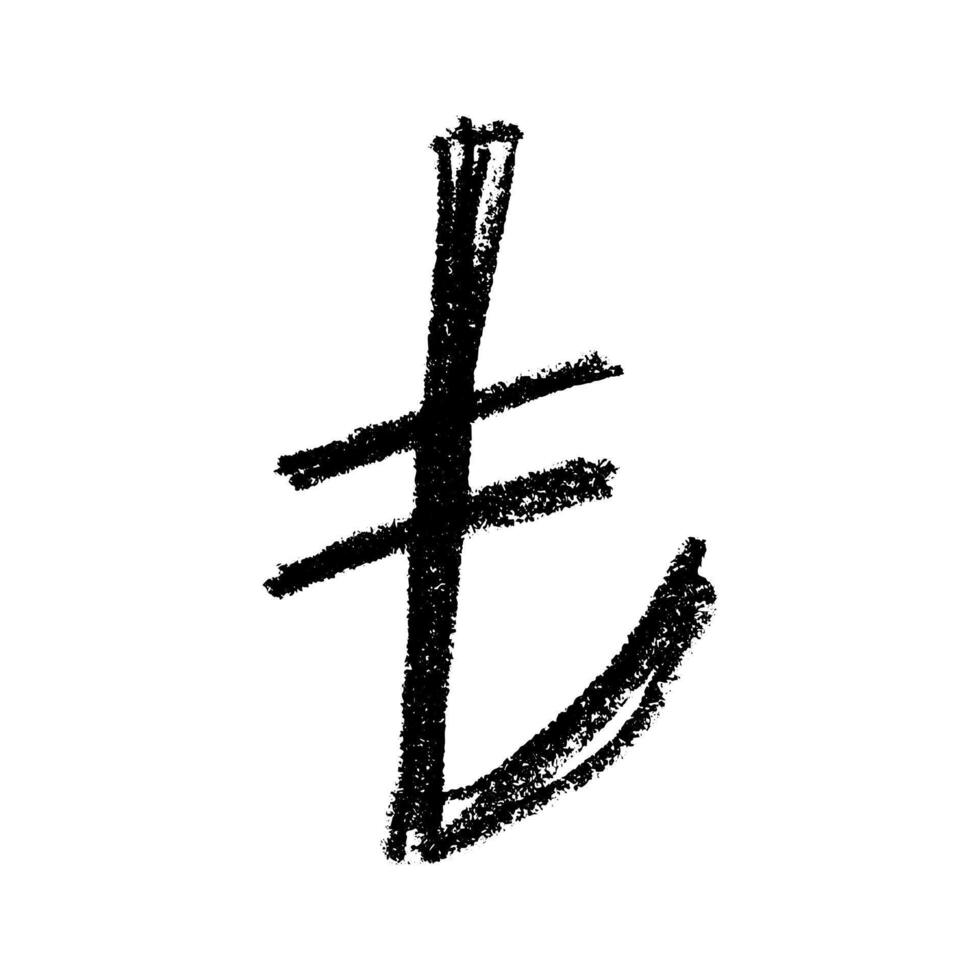 Hand drawn turkish lira currency Brush stroke doodle. Single element for design vector