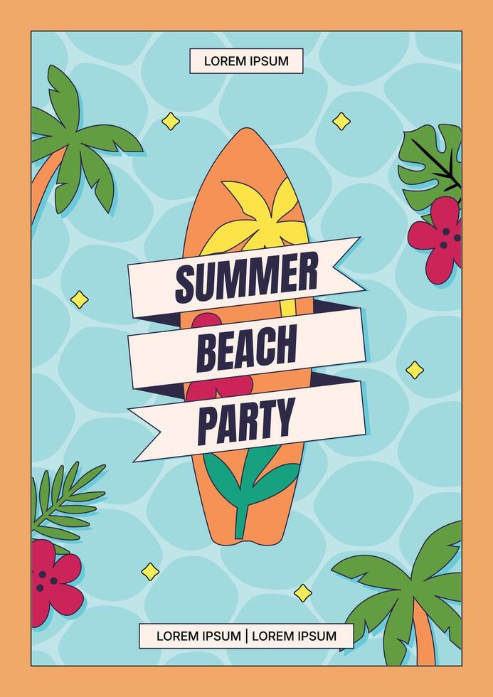 Tropical Summer Party Poster Template vector
