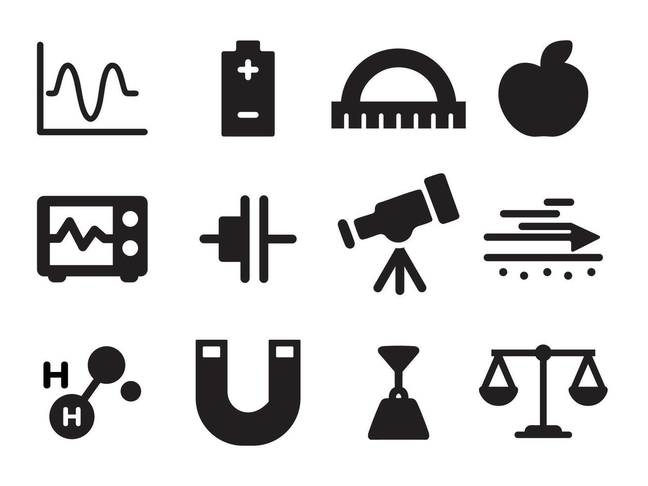 Physics Icons Set vector