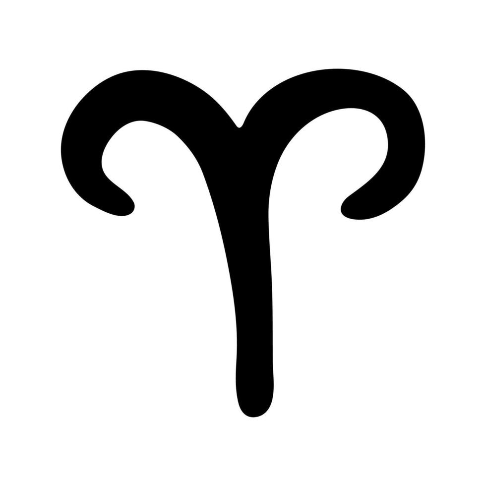 Hand drawn aries zodiac sign Esoteric symbol doodle Element for design Astrology clipart vector