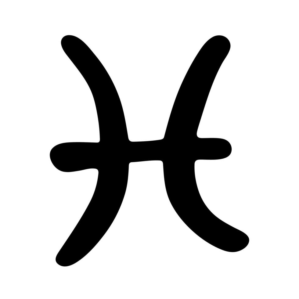 Hand drawn pisces zodiac sign Esoteric symbol doodle Element for design Astrology clipart vector