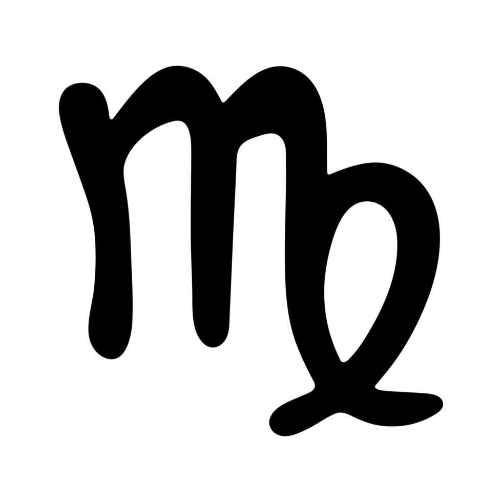 Hand drawn virgo zodiac sign Esoteric symbol doodle Element for design Astrology clipart vector