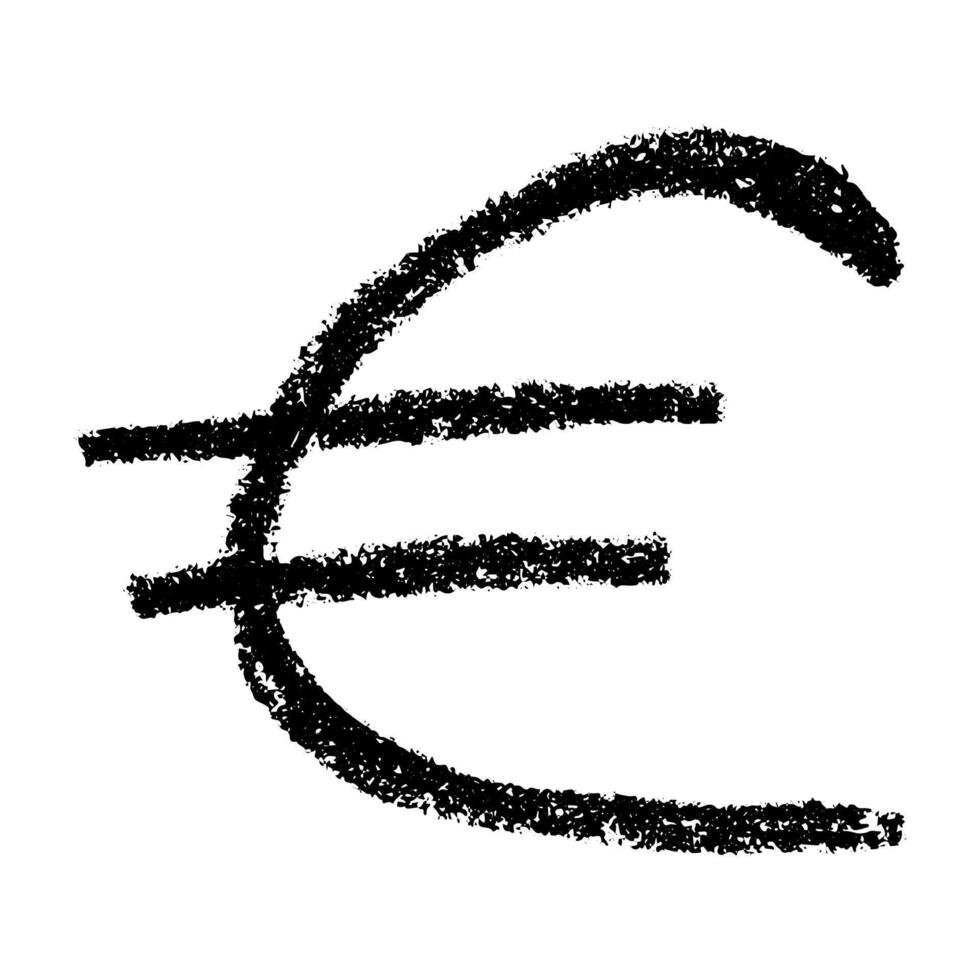 Single element for design Hand drawn euro currency symbol. Brush stroke doodle vector