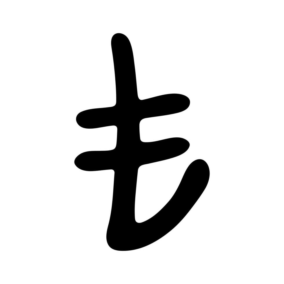 Hand drawn turkish lira currency symbol. Brush stroke doodle. Single element vector