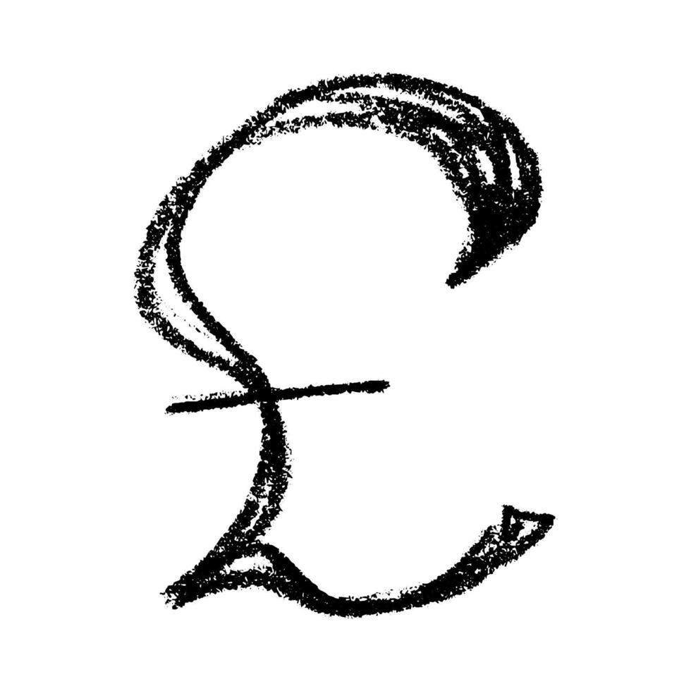 Single element for design Hand drawn british pound currency symbol. Brush stroke doodle vector