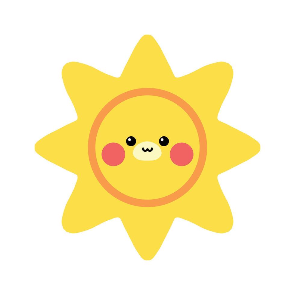 Cute smiling yellow sun with lion face editable design illustration vector
