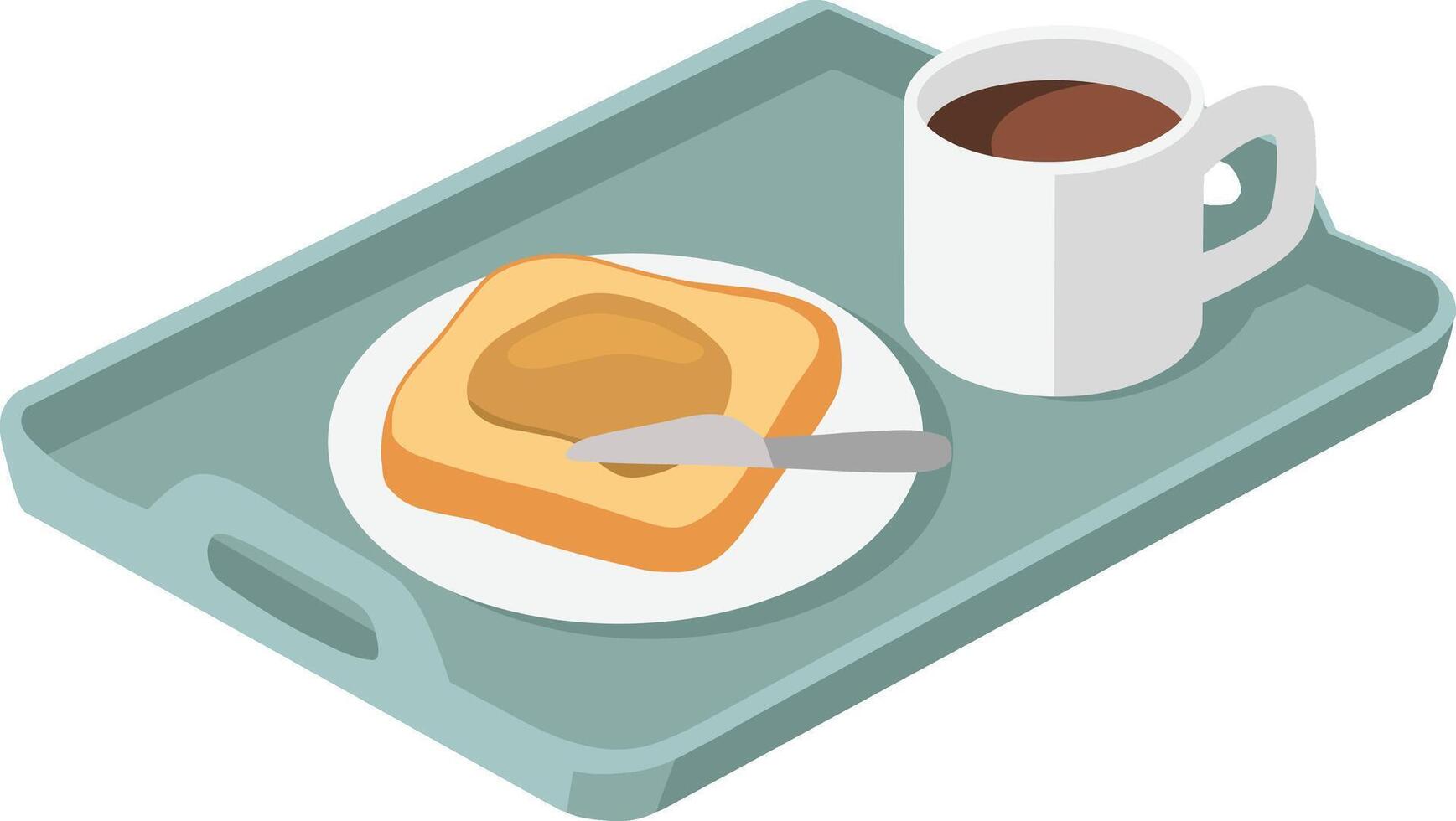 Breakfast menu of Peanut Butter Bread and a cup of Coffee on tray editable design illustration vector