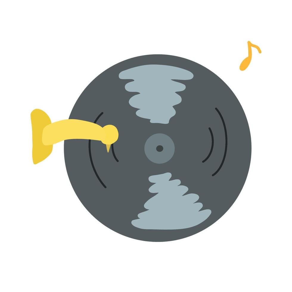Black vinyl disc record animated simple hand drawn editable design illustration vector