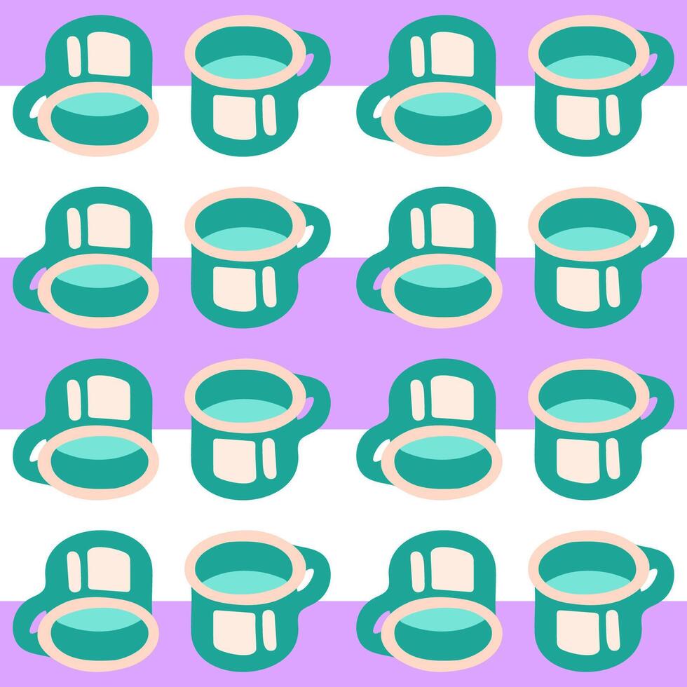 Seamless Enamel Camping Mug Pattern vector