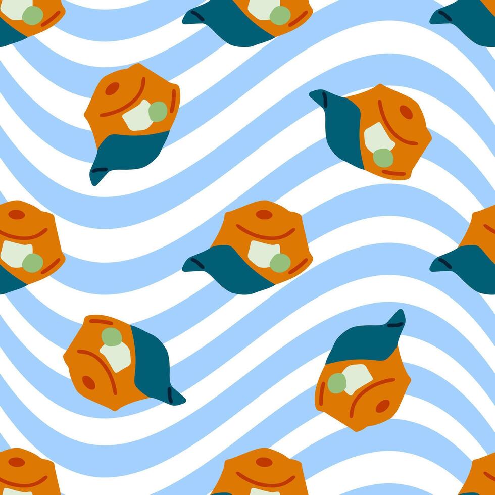 Seamless Camping Kettle Wave Pattern vector