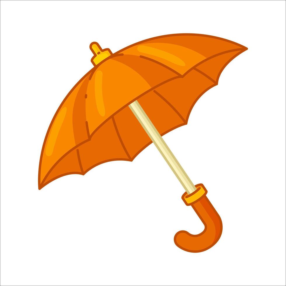 Cartoon Orange Umbrella Icon vector