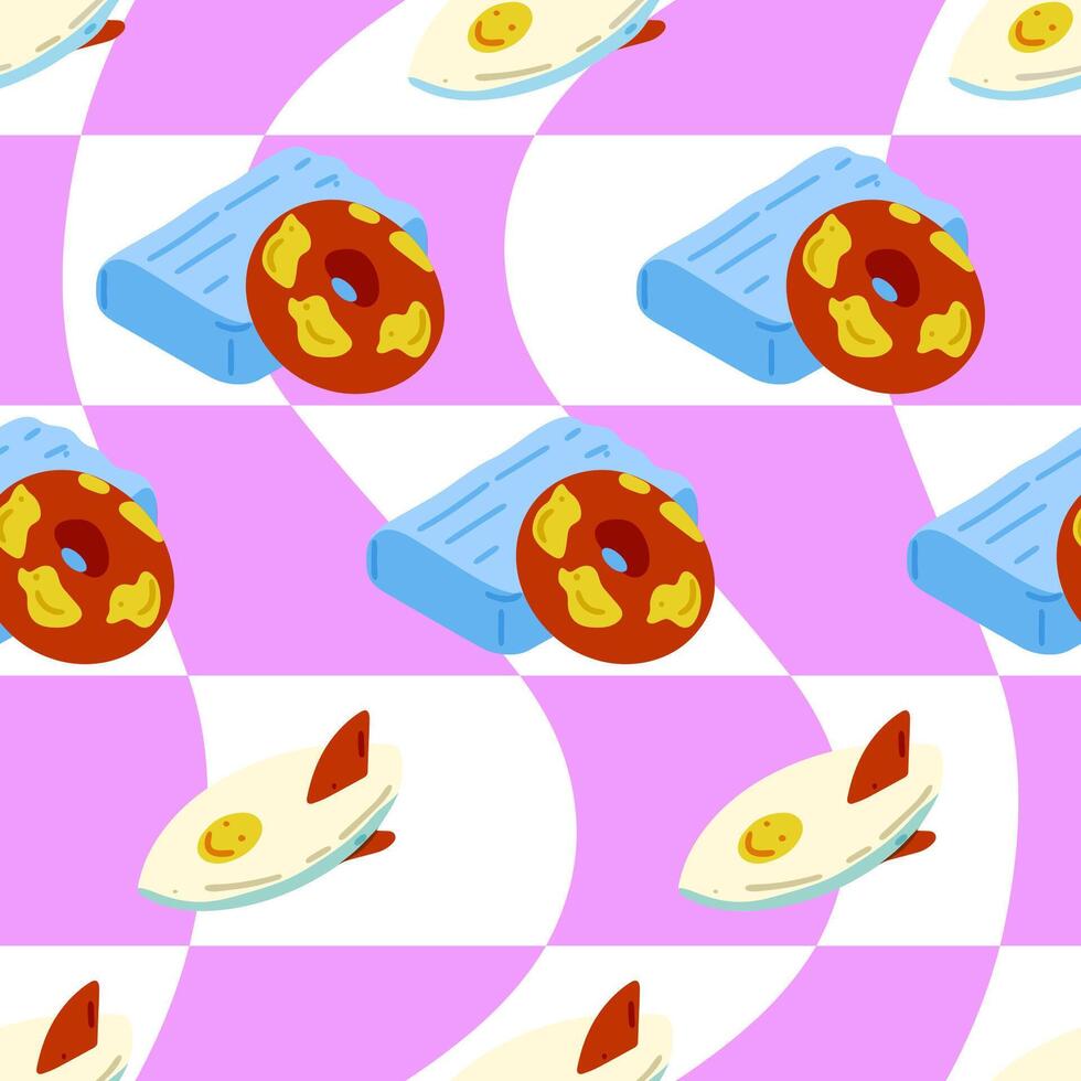 Seamless Surfboard Float Ring Pattern vector