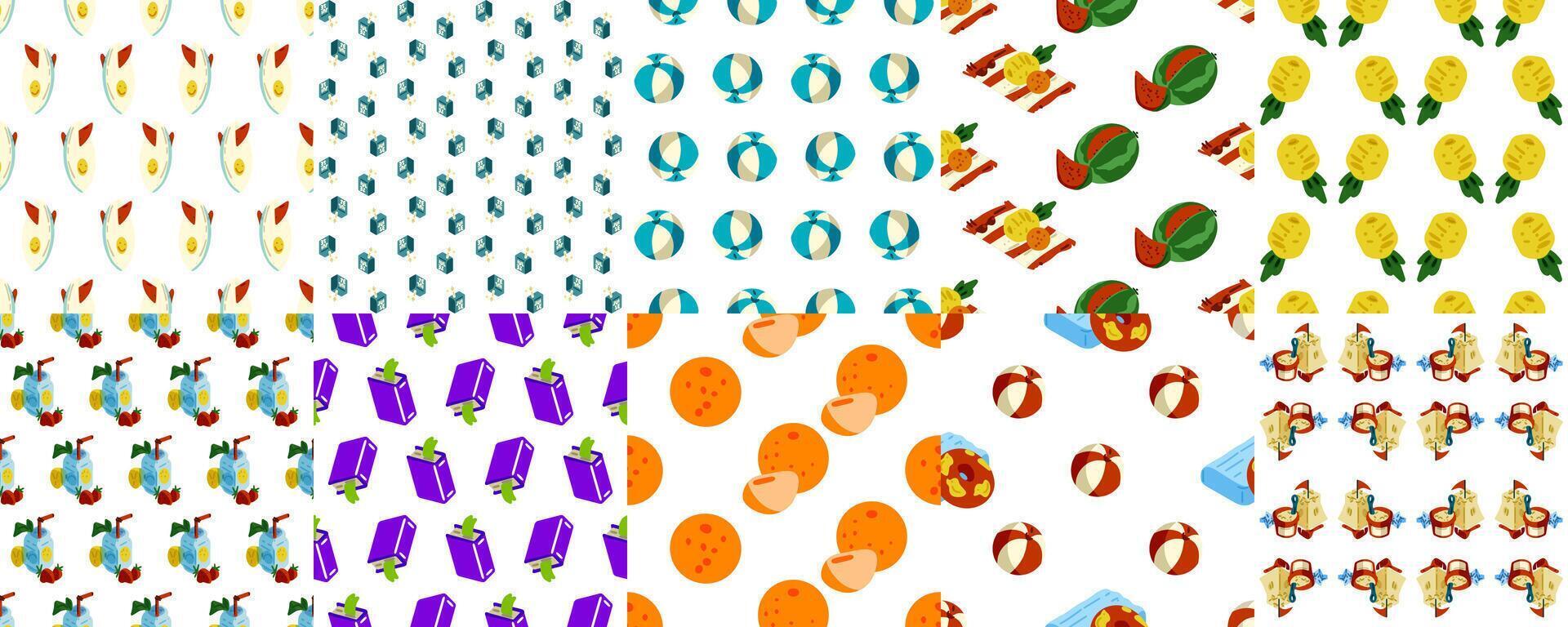 Seamless Sea Travel Pattern Collection vector