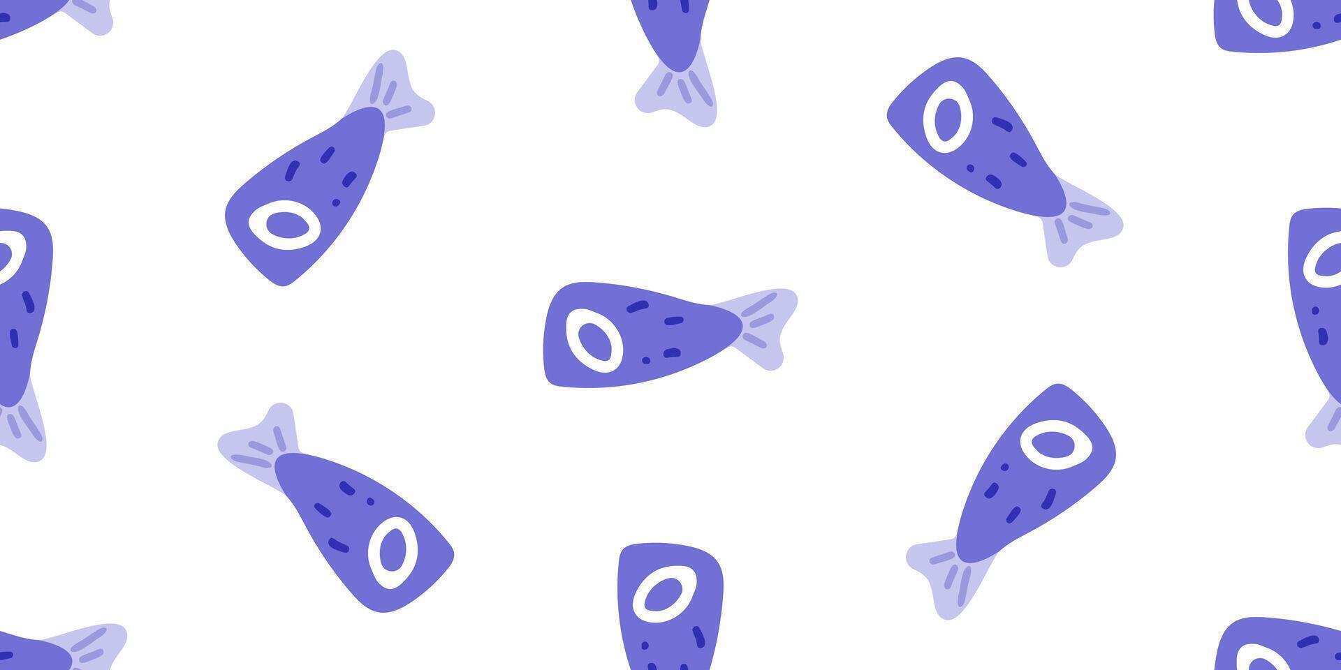 Seamless Cartoon Blue Fish Pattern vector