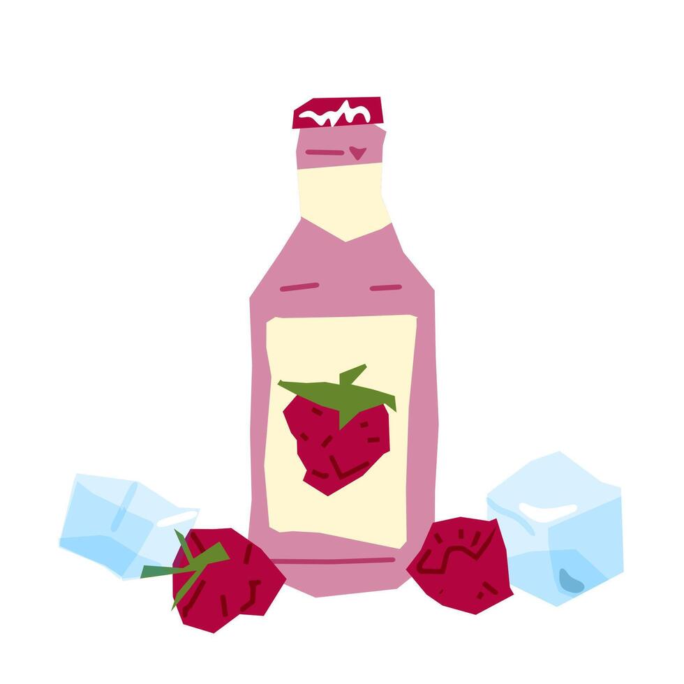 Strawberry Drink Bottle Illustration vector