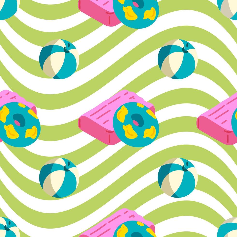 Seamless Pool Float and Ball Pattern vector